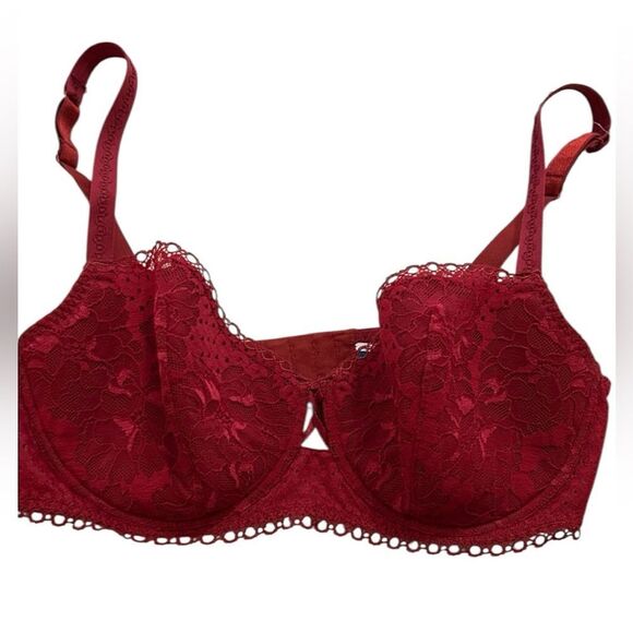 MAISON LEJABY UNDERWIRE RED BRA NEW Elegant Red Lace 32D - Picture 1 of 10